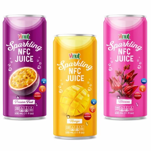 VINUT Vietnam Factory's 330ml Sparkling Orange Juice Drink Free Sample Private Label Carbonated Beverage OEM/ODM Best Bottle